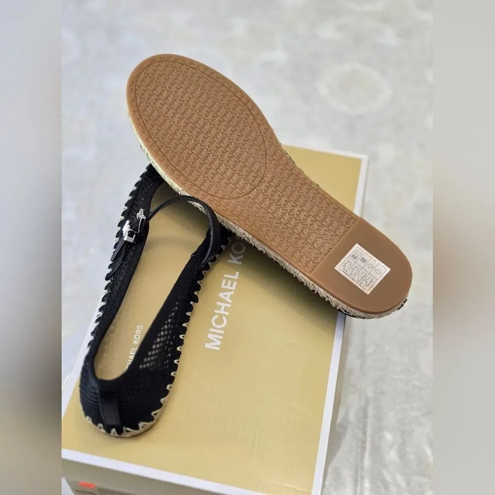 Michael Kors Black Mesh Espadrille Mary Jane Flats